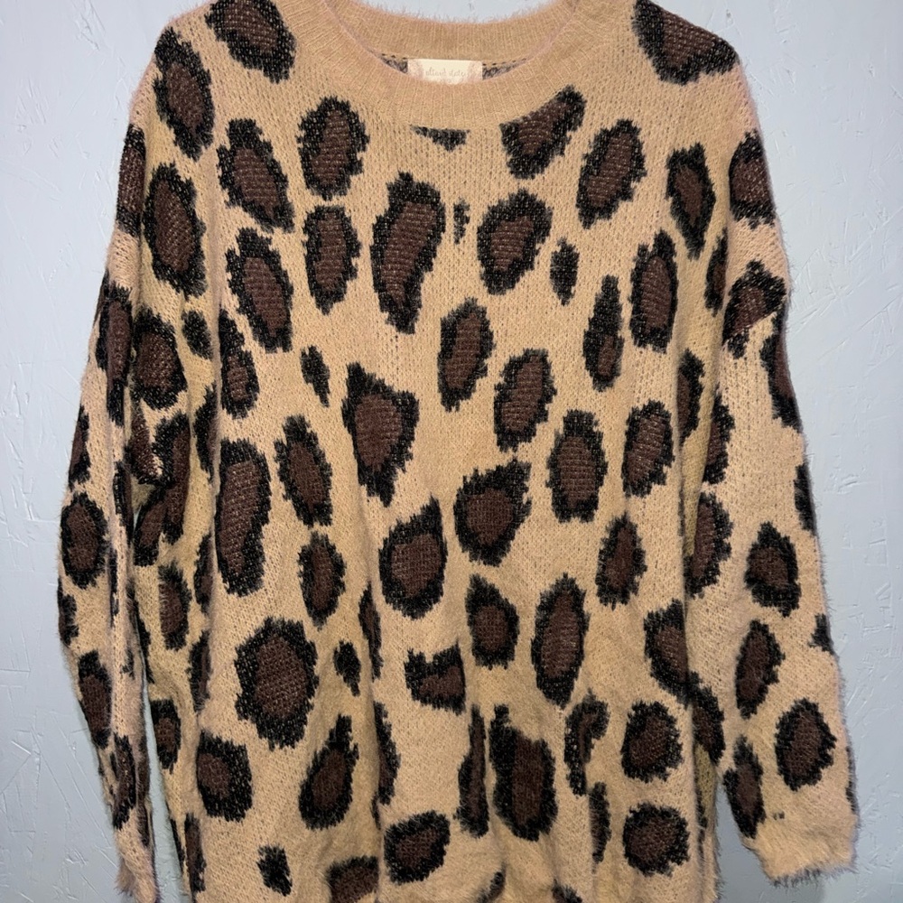 Altar'd State Tan and Brown Leopard Sweater